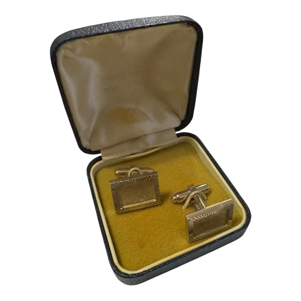 Dante Cufflinks Textured Gold Tone‎ Diagonal Rectangles Wedgwood